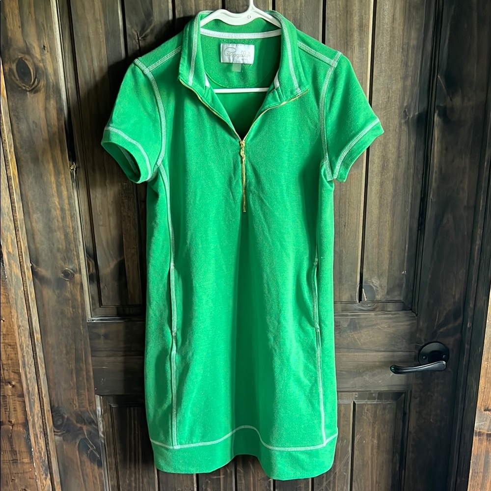 Green Zip-Up Polo Dress